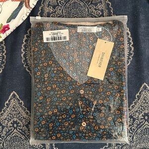 Floral Midi Dress - Blue and tiny orange flowers-so soft and swingy-pockets